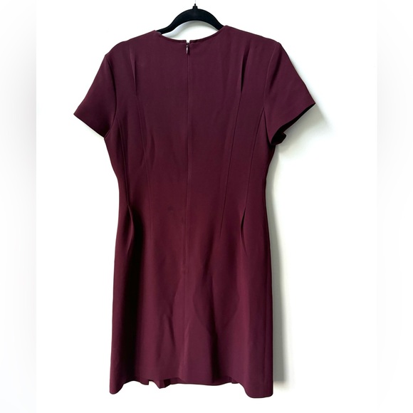Theory Corset Tee Dress Women 8 Burgundy Short Sleeve Crew Neck - Picture 3 of 5
